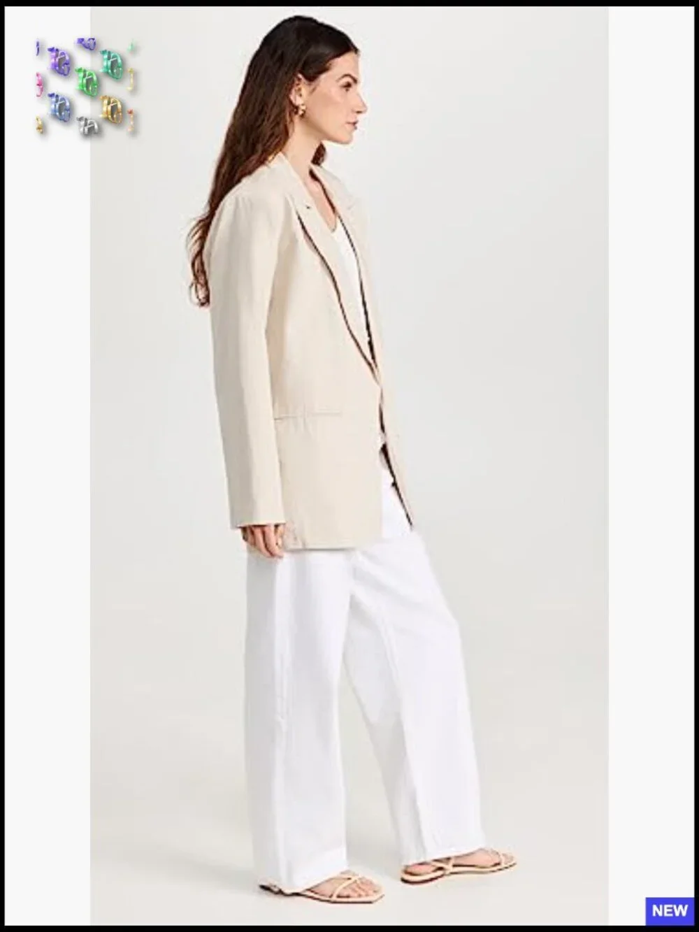 Oversized Blazer Notch Collar Long Sleeve Canvas Twill Business Casual Chic